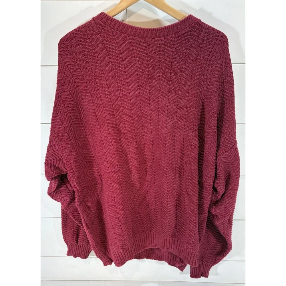 Trader Bay Vintage Cotton Sweater Men's XL USA Geometric Knit Red Crewneck 90s